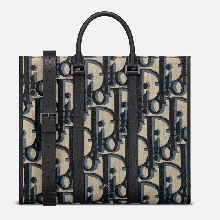 Cheap Blue Maxi Canvas Motif Oblique East-West Dior Tote 0719 Luxury